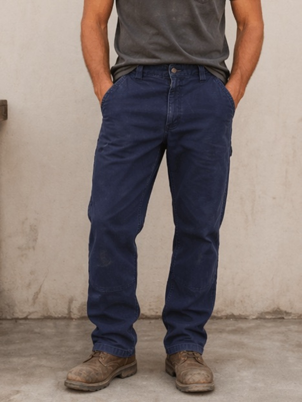 Men’s Carhartt Navy Blue Relaxed Fit Cotton Blend Work Pants size 33 x 32
